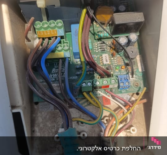 חיווט פנימי של מערכת מיזוג אוויר עם לוח חשמל